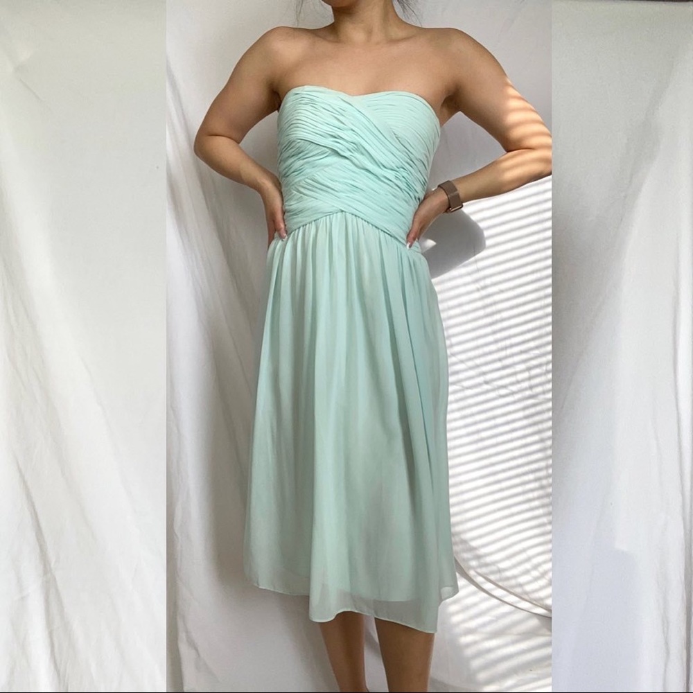 Chiffon overlay midi tea length bridesmaid / grad dress - Picture 2 of 11